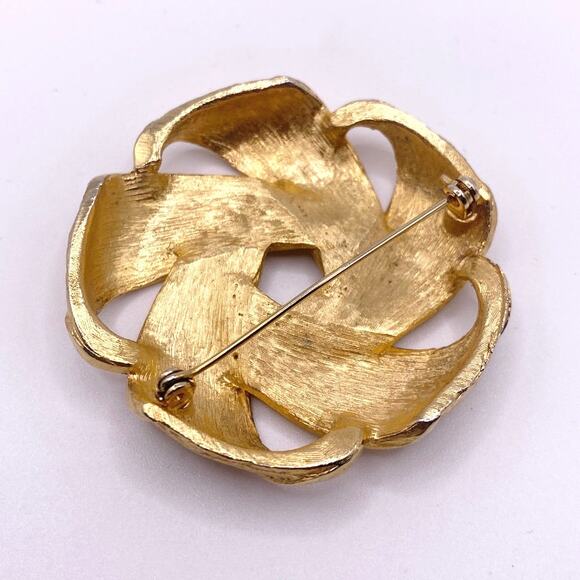 Vintage Gold Tone Large Knotted Brooch Unsigned - Picture 3 of 4